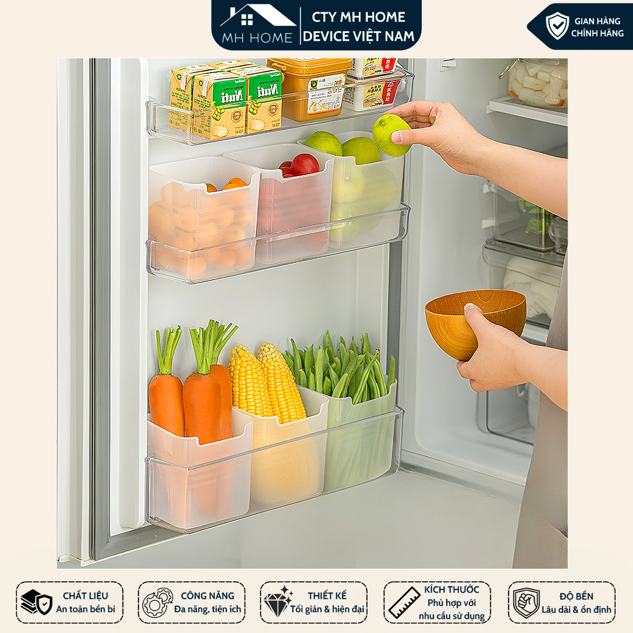 Combo 10 Hộp Nhựa Đựng Thực Phẩm Tủ Lạnh Đa Năng Đựng Rau Củ Đồ Ăn Gắn Cánh Tủ Gọn Gàng
